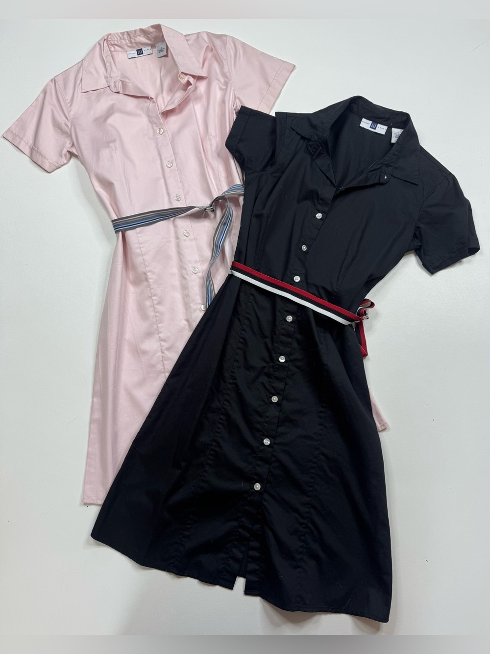 Y2K Gap Pair of 2 Vintage 100% Cotton Button-Front Shirt Dress Womens Size 6